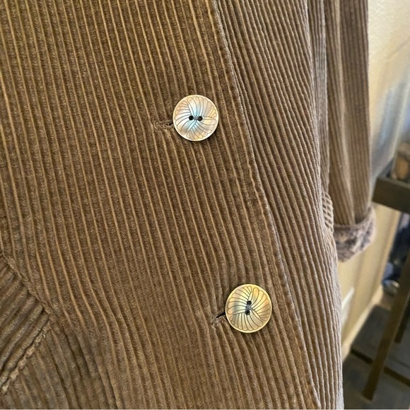 J. JILL Women Taupe Neutral Corduroy Velvet Cuffs Button Pleated Jacket- Medium - Picture 4 of 9